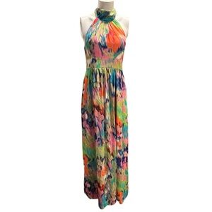 Eliza J Colorful Halter Maxi Dress
